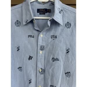 Polo‎ Ralph Lauren P-Wing 1992 Stadium Chambray Graphic Shirt XL